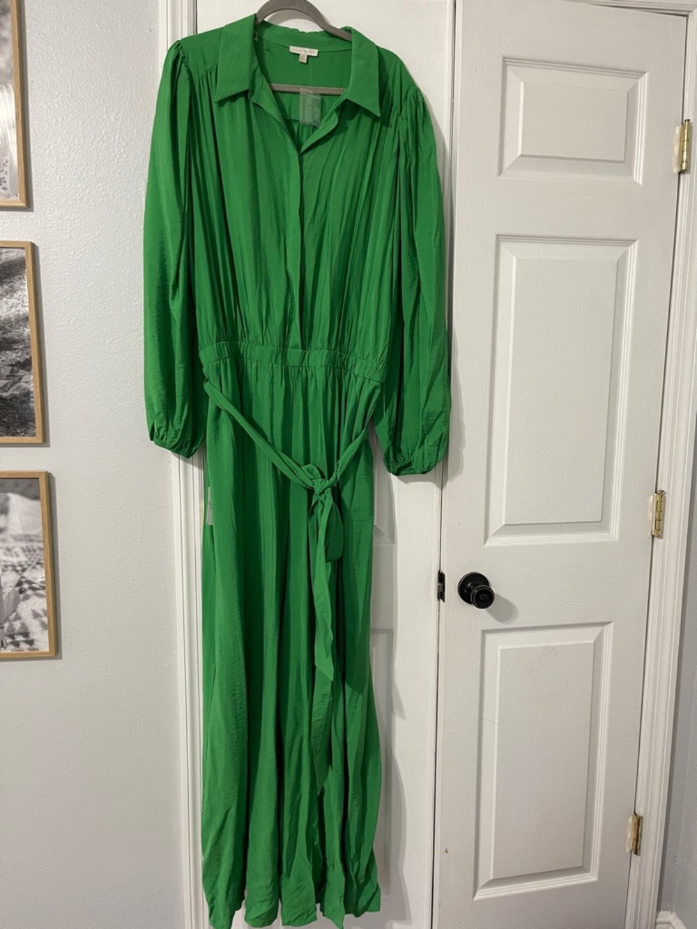 Flying Tomato Kelly Green Collared Maxi Dress